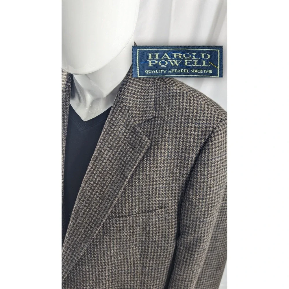 Harold Powell Blazer Sports Coat Wool Alpaca Houndstooth Suit Jacket 44R 46